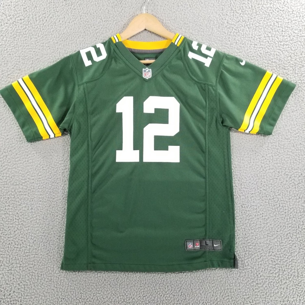 Green Bay Packers Nike Jersey YOUTH Large Aaron Rodgers #12 Boys On Field Shirt
